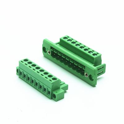 China Hot Sale 5.08mm Terminal Block Automation Device Pitch Male And Female PCB Screw Pluggable Flange With Screw Lock Te koop