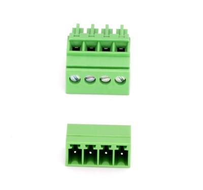 China Wire Connecting Hot Sales Pitch 3.81mm 4 Way Screw Terminal Block Connector , Pin Green Color Pluggable Straight Type Te koop