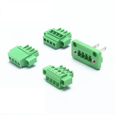 China Electrical device autamation equipment 4 poles contact 3.81mm pitch through plug-in type wall mounted socket and PCB wall terminal block socket Te koop