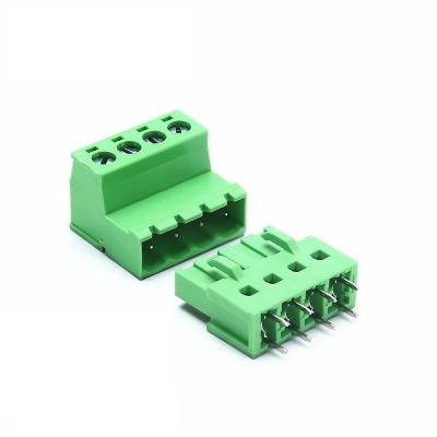 China Wire Connecting 5.08mm Pin Space 2-24 Pole Plug Green Male And Female Electrical Terminal Blocks Te koop