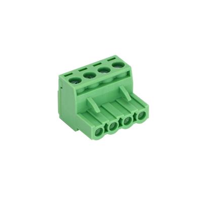 China Electrical Device Autamation Equipment 5.08mm Pitch 4Pin(2-24Pin) PCB PA66 Plug In Terminal Block With Nickel Plated Brass Frame Te koop