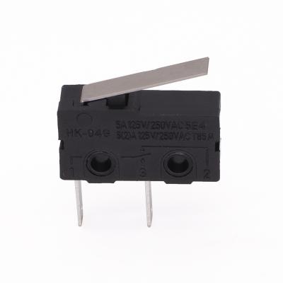 China Factory Price HK-04G-5 Compact Design HK-04G-5 Welding Switch Plastic Flash Acting Terminal Black Micro Pin 5A/250VAC 2 Pin Switch for sale