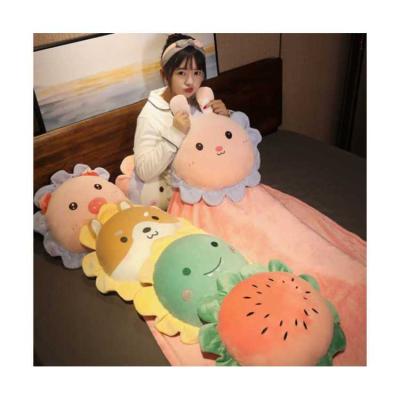 China Office Student Afternoon Nap Folded Pillow Two-in-One Cartoon Sunflower Fruit Animal Pillow With Covering Plush Toys for sale