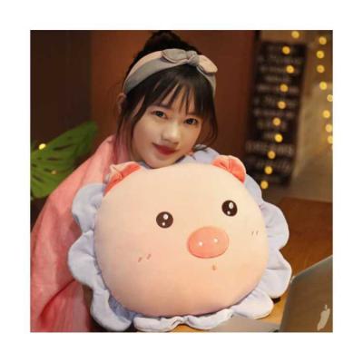 China Cute Animal Friendly Plush Cloth Folded Sunflower Cartoon Skin Cushion Dual Function Covering Pillow for sale