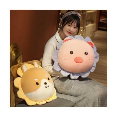 China Best Selling Folded Cartoon Skin Cushion Animal Friendly Plush Fabric Double Function Pillow Covering for sale