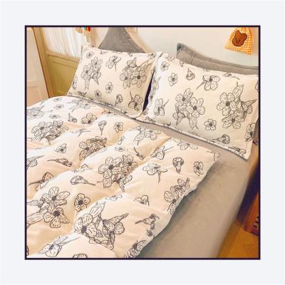 China Anti-static Home Textile Bed Covers Three-piece Bedding Flat Sheet Flower Bedspread Soft Warm Bedsheets Sets for sale