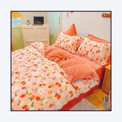 China 4 Pcs Bedding Set Anti-Static Velvet Duvet Cover Sheet Hot Thicken Bed Comforter Cover Sheet Bedspread Single Queen King Size Double for sale