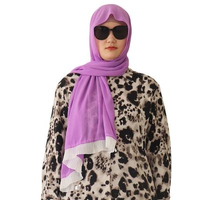 China 2022 New Design Fashion Chiffon Scarf Ruffle Elegant Premium Chiffon Hijab Unique Elegant Chiffon Hijab for sale