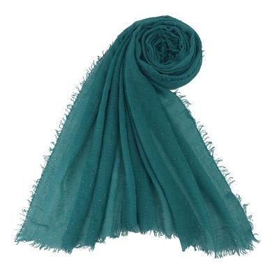 China 2022 fashion high quality hot sale cotton hijab shimmer cotton fold scarf for women soft cotton stones shawl for sale