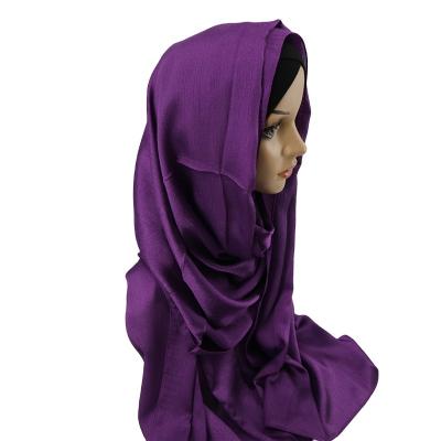 China LONG hijab women satin shiny hijab maxi shawl maxi muslim solid color hijab scarves and shawls underscarf neatly for sale