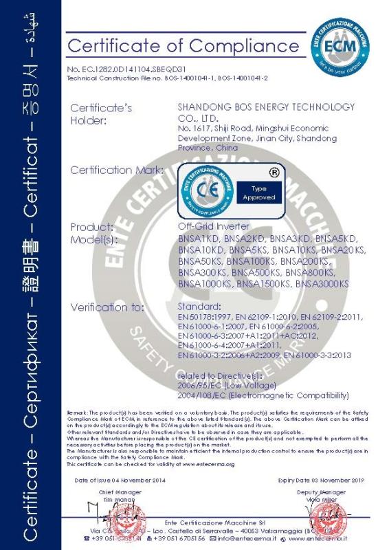 CE - Shandong BOS Energy Technology Co., Ltd.