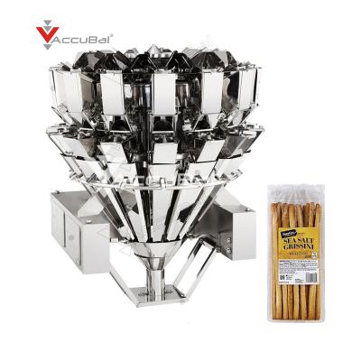 China Food Biscuit Stick Cheese Stick Baguette Packing Machine With Multi Head 14 Head Weigher for sale