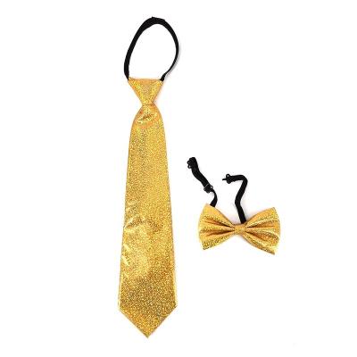 China 2021 New Style Zippered Tie Decorating Hologram Adult Men Zipper Gold Polyester Ties for sale