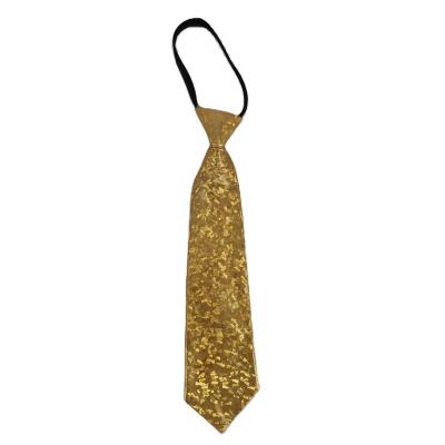 China Zippered gold tie hologram tie with big glitter and with shiny polyester lazy zipper carnival party accessory tie and no need knots for sale