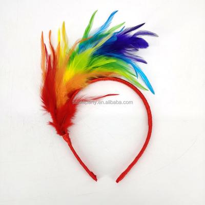 China Other Rainbow Color Party Tiara Decoration Kids Feather Headband for sale