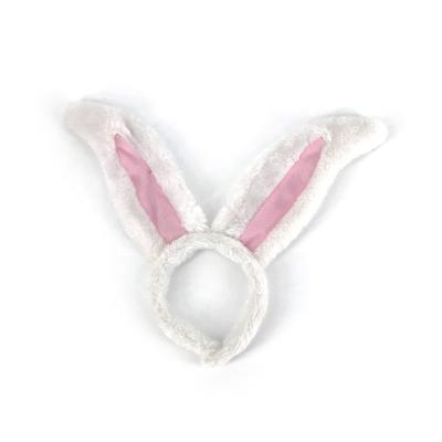 China Fashion Long Ears White and Pink High Quality Plush Rabbit Ears Bunny Ears Headbands for Women for sale