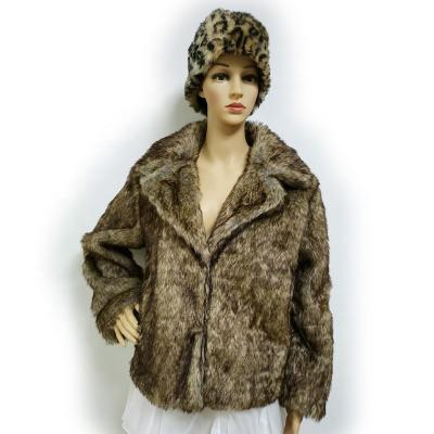 China high quality Anti-wrinkle Brown color lady's winter polyester white logo plus size women's fur coats for sale