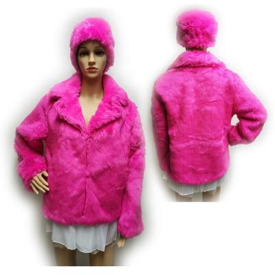 China Plus Size Neon Pink Faux Fur Coat, Soft Plush Imitation Fur Jacket Carnival Party Polyester Overcoat for sale