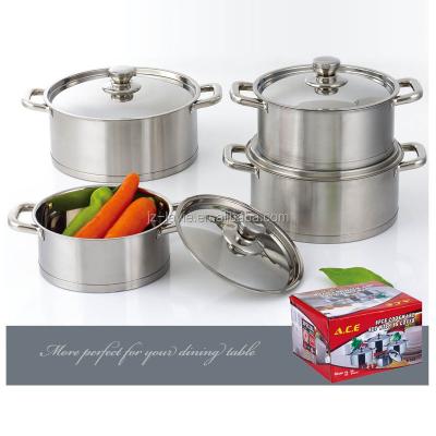 China New Sustainable High Quality Kitchen Cares Cooking Pot Set 8pcs Non-Stick Stainless Steel Cookware Sets for sale