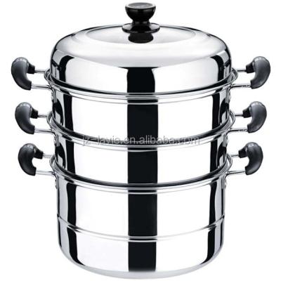 China Multi-tiers Stackable Large Size 304 Stainless Steel Household Food Steamer Visible Cover Eco-friendly Sustainable Cookware for sale