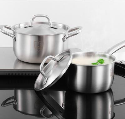 China Sustainable 304 Stainless Steel Soup Pot and Milk Pan Set Food Grade 18/10 Stainless Steel Milk Pot Induction Factory Price Customized OEM for sale