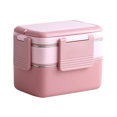 China Reusable Storage Tiffin Bento Lunch Box Metal Stainless Steel Microwavable Food Snack Lunch Box for School Office for sale