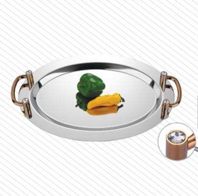 China Sustainable Serving Plate Of Tray Golden Perfect Round Mirror, Stainless Steel New Products On China Plates And Eco-friendly Plates Metal Market for sale