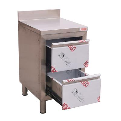 China Factory Supply European Stainless Steel Cabinet Commercial Work Table with 2 Drawers for sale