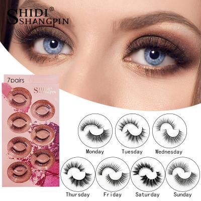 China 3D Mink False Eyelashes Factory Wholesale Amazon Hot Sale Natural Long Set Natural Three-Dimensional 7 Pairs Of Eyelashes for sale