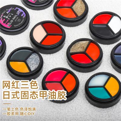 China New Long Lasting Japanese Hot Selling Solid Gel Nail Polish Cream Phototherapy Nail Gel Three Solid Colors Filling Nail Gel for sale