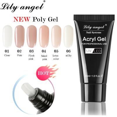 China Lily Angel Extensions Gel Finger Strong Quick Dry Soak Off UV Gel 30ml Acrylic Clear Pink White Nail Polish for sale