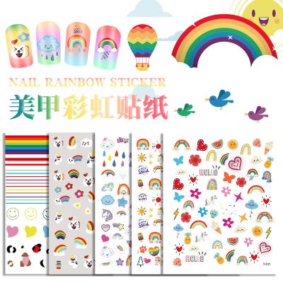 China Easy Apply PEPA Cute Element Rainbow Little Cloud Waterproof Tape Style Ins Style Lovely Statistical Ins Nail Stickers Decoration Adhesive Art for sale