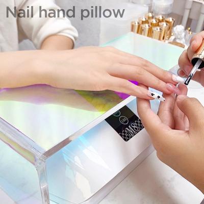 China New Arrival Wholesale Rainbow Manicure Pillow Holder Cushion Washable Hand Rest Nail Hand Rest Acrylic Nail Arm Rest for sale