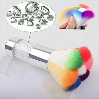 China Professional Nail Art Dust Brush Nail Dust Tool Manicure Cleaner Brushes Nail Powder Remover Rainbow Dust Cleaning Brush for sale