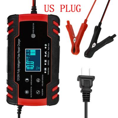 China Motorcycle 12V 8A 24V Electric Full Automatic Car Battery Charger Power Pulse Repair Chargers Wet Battery-Chargers Digital LCD Dry Lead Acid Display for sale