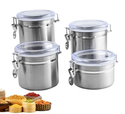 China Sustainable Airtight Stainless Steel Canister Set Tea Sugar Coffee Canisters Kitchen Canisters for sale