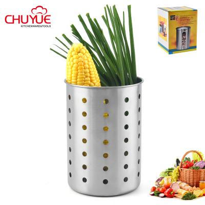 China Freshness Keeping New Design 430 Stainless Steel Barrel Kitchen Cooking Tableware Container For Foods Vegetables Storage Kitchen Utensils for sale