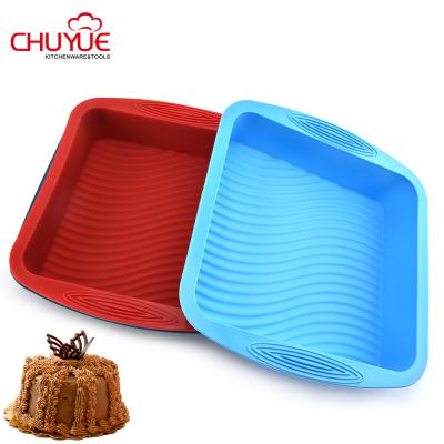 China Viable square silicone cake mold/bakeware tools/3d cake flat cake form/loaf/mousse/toast baking pan for sale