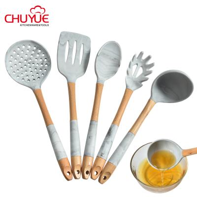 China 5 Pieces Colorful Silicone Utensils Last Sales Silicone Texts Hot Viable High Quality Marble Kitchen Tools Sets Kitchen Tools for sale