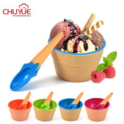 China Disposable Kids Small Plastic Ice Cream Bowl Set With Spoon Gifts Dessert Durable Bowl Cute Ice Cream Kids Cream Bowl for sale