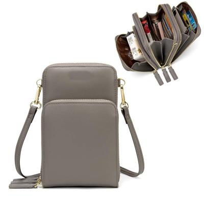 China Small Waterproof Leather Cross Body Cell Phone Shoulder Bag Women, Smartphone Wallet Purse with Detachable Strap for Travel for sale