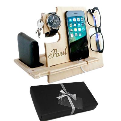 China Customized Creative New Arrival Men's Waterproof Suit Gift Set, Cell Phone Holder+Glasses+Key Chain+Watch+Leather Wallet Stand Sets for sale