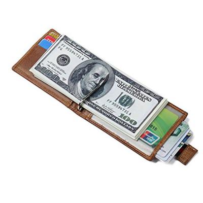 China New Design Fashionable Man Cowhide Leather Wallet Money Clips Rfid Blocking Pop Wallet Genuine Leather Money Clip for sale