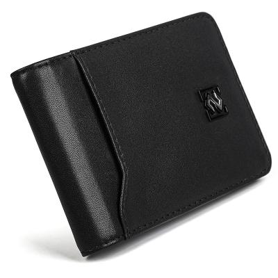 China New Design Fashionable Front Pocket Slim Minimalist Unique Genuine Leather RFID Blocking Custom Men's Wallet Money Clip for sale