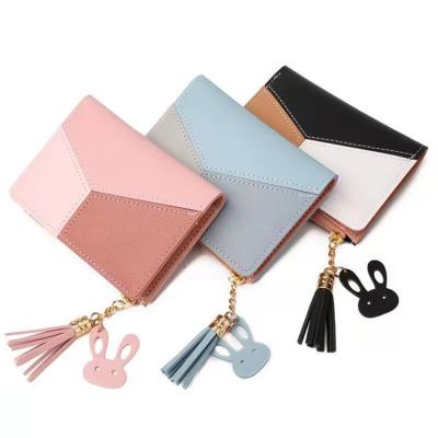 China RFID Mini New Cute RFID Blocking Genuine Leather Wallet with Tassel, Women PU Faux Coin Card Leather Wallet for sale