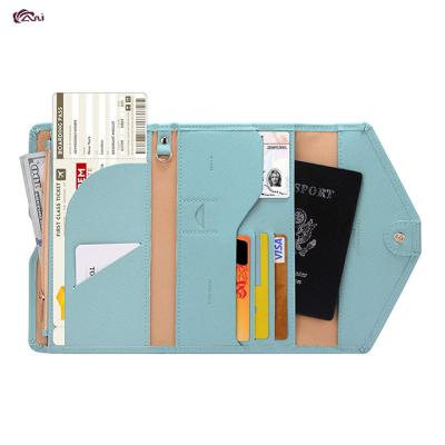 China 2021 Newest Design RFID Travel Passport Holder RFID Blocking Wallet Card Clutch Purse Leather Multi-functional Wallet for sale