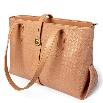 China New Design Portable Lattice PU Leather Women Tote Bag Ladies Faux Leather Daily Women's Shopping Bag Luxury Leather Handbags Large Tote Bag for sale