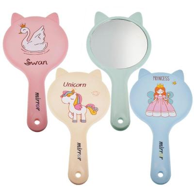 China Personalized Customized Small Cute Cat Shape Design Plastic Hand Makeup Mirror for sale