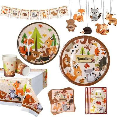 China DIY China Manufacturer Animal Jungle Forest Disposable DIY Party Decor Woodland Birthday Party Decor Kids Party Supplies for sale