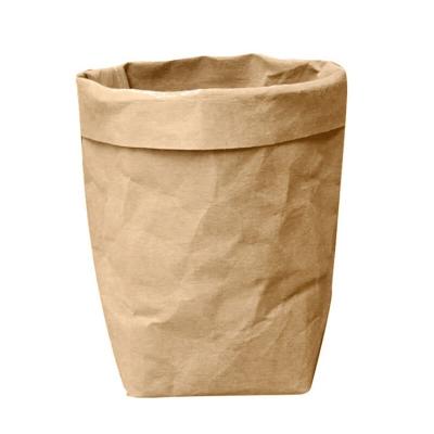 China Recycled Materials Cover Multifunctional Home Washable Plant Flower Pot Storage Pouch Kraft Paper Bag for sale